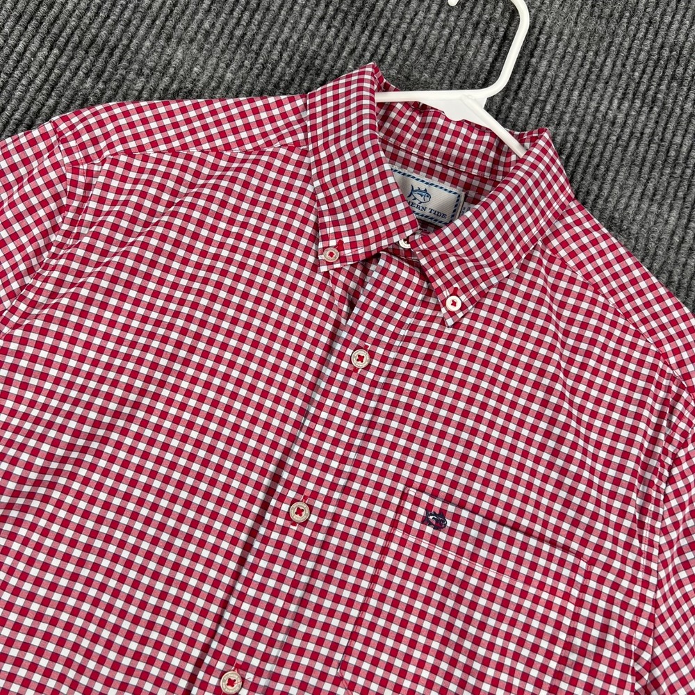 Southern Tide Intercoastal Shirt Mens Medium Red Check Long Sleeve Button Down